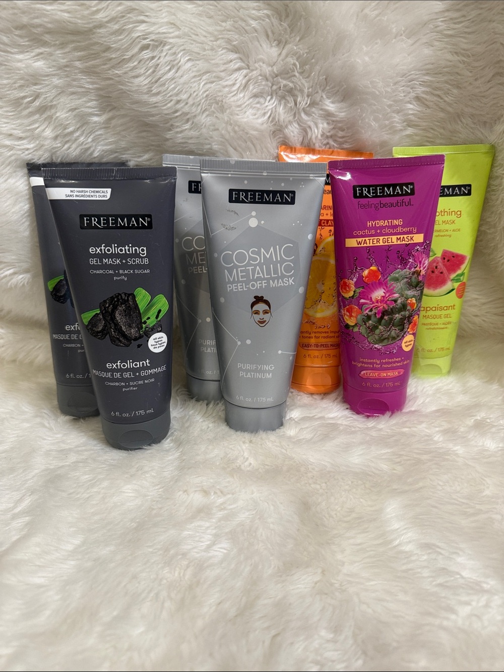 Freeman Face Mask Bundle 7 Pc New Charcoal Platinum Cactus Watermelon Lemon